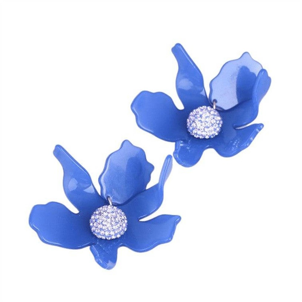 Lele Sadoughi Crystal Lily Clip-on Earrings - BLUE
